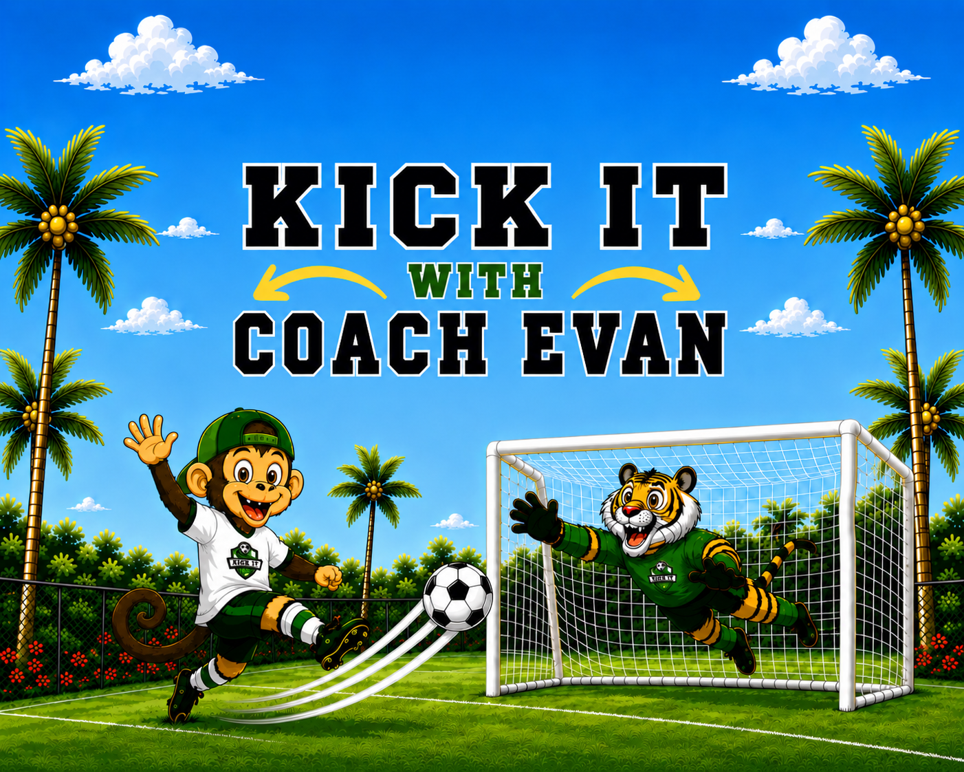 Kick It with Coach Evan mascots